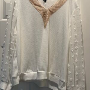 Elegant White Blouse with Lace Detail